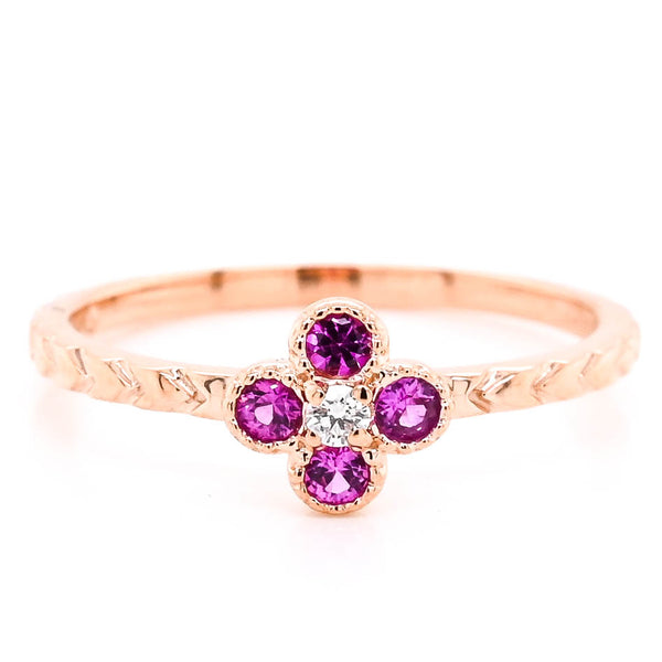 graziella 10KT Rose Gold Pink Sapphire & Canadian Diamond Ring