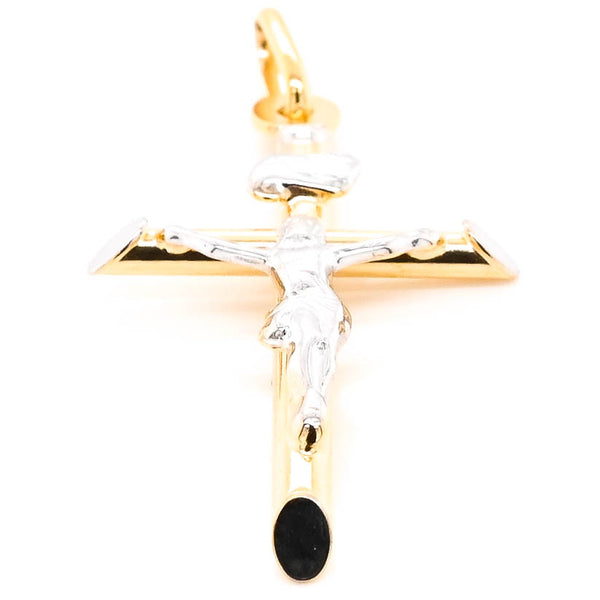 graziella 10KT Two Tone Gold 44x28mm Crucifix Pendant