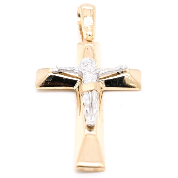 graziella 10KT Two-Tone Gold 47x22mm Crucifix Pendant