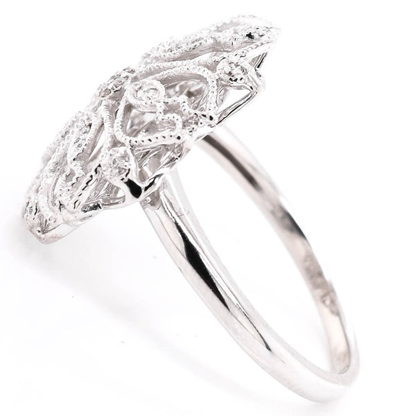 Graziella 10KT White Gold 0.06CTW Diamond Flower Celebration Ring