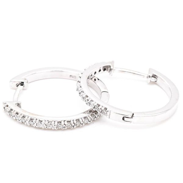graziella 10KT White Gold 0.10CTW I1 H-I Colour Diamond Hoop Earrings