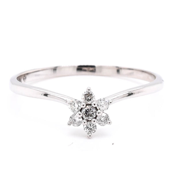 graziella 10KT White Gold 0.11CTW Diamond Star Ring