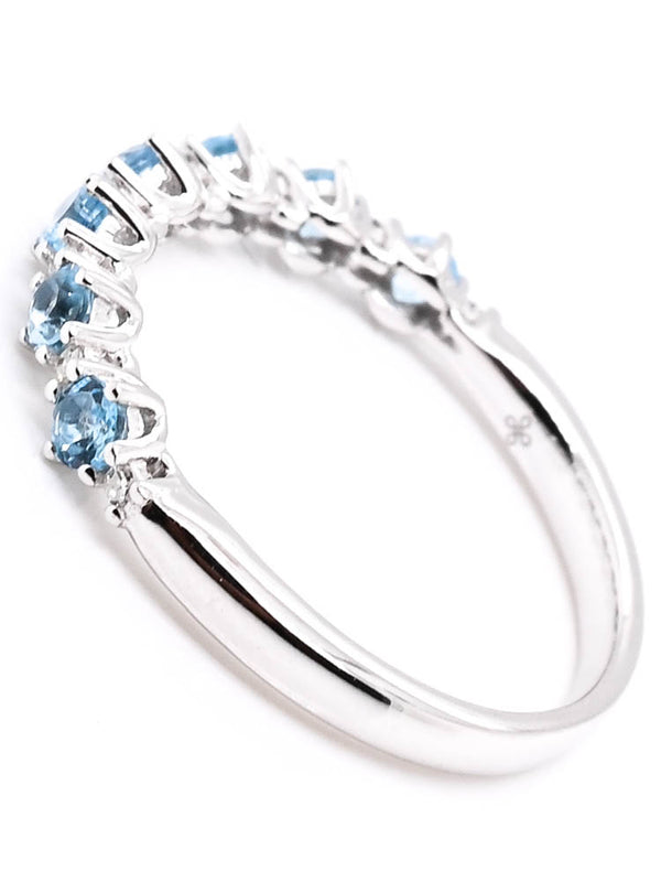 Graziella 10KT White Gold 0.60CTW Blue Topaz & Diamond Band