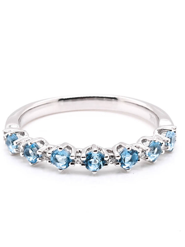 graziella 10KT White Gold 0.60CTW Blue Topaz & Diamond Band