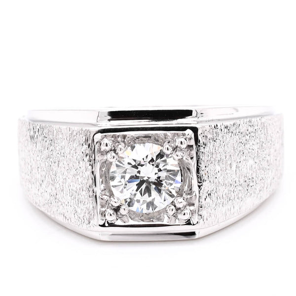graziella 10KT White Gold 0.75CTW Round Brilliant Lab Grown Diamond Mens Ring