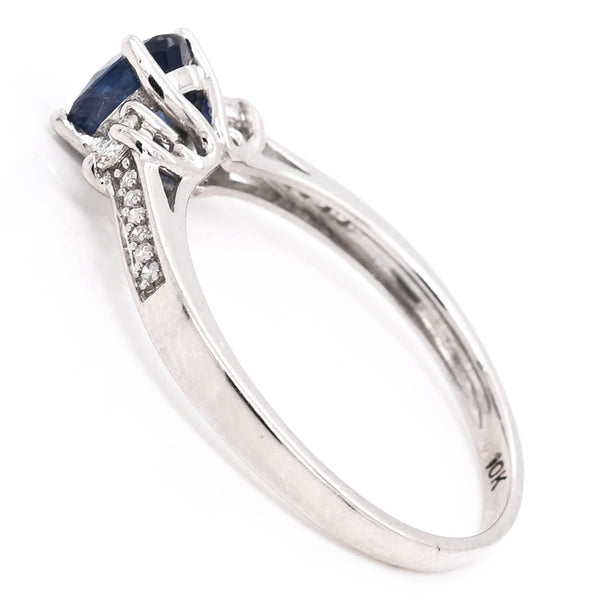 Graziella 10KT White Gold 0.80CT Blue Sapphire & Diamond Ring