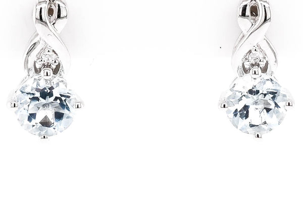 graziella 10KT White Gold 0.90TCW Aquamarine and Diamond Earrings