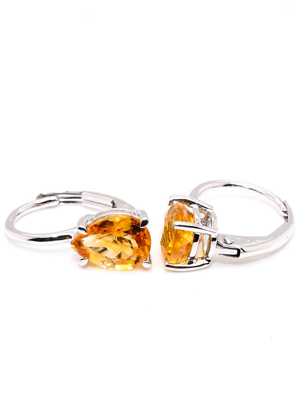 graziella 10KT White Gold 1.30CT Pear Shape citrine Lever Back Earrings
