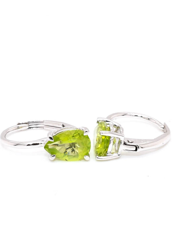 graziella 10KT White Gold 1.30CT Pear Shape Peridot Lever Back Earrings