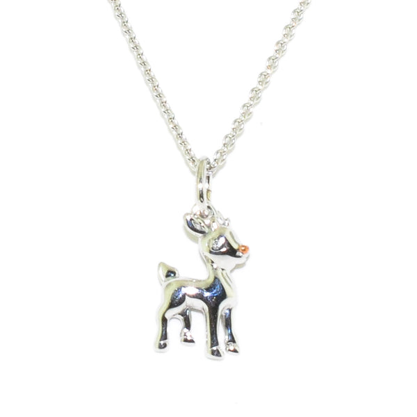 graziella 10KT White Gold 15" Reindeer Children's Necklace