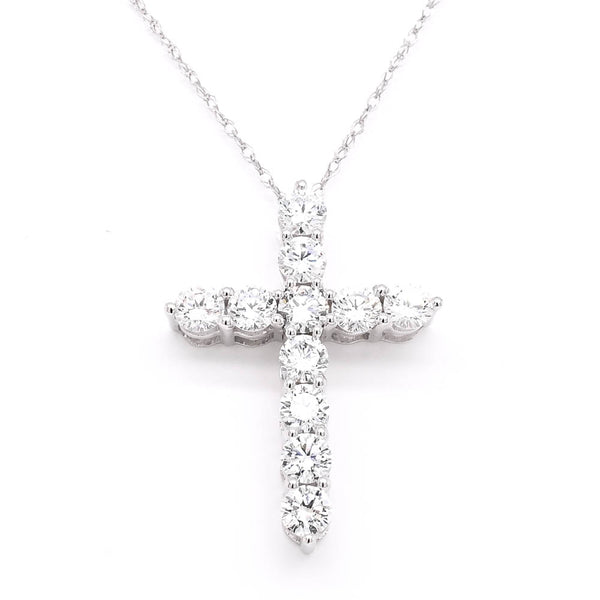graziella 10KT White Gold 18" 1.00CTW Lab Grown Diamond Cross Necklace