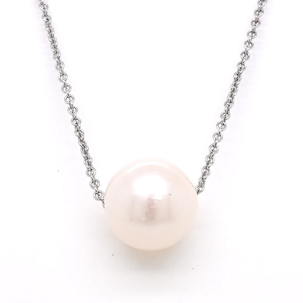 graziella 10KT White Gold 18" 10mm Freshwater Pearl Necklace