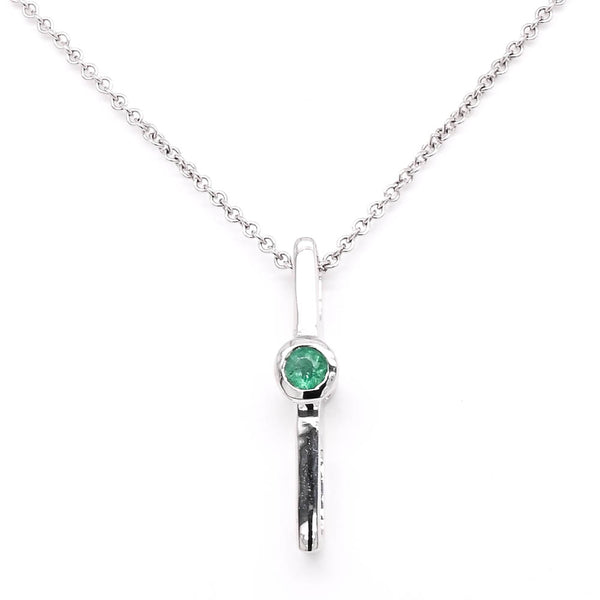 graziella 10KT White Gold 20" 0.07CT Emerald Drop Necklace