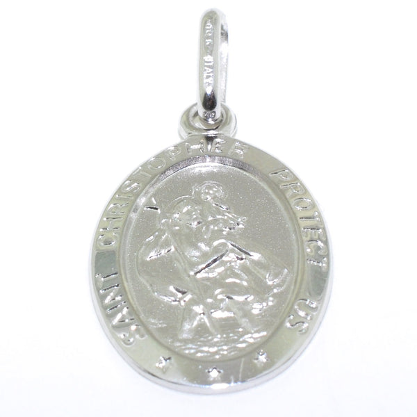 graziella 10KT White Gold 22x12MM St. Christopher Pendant