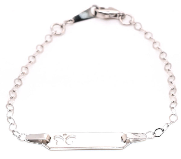 graziella 10KT White Gold 6.5" 2mm Childrens Butterfly ID Bracelet