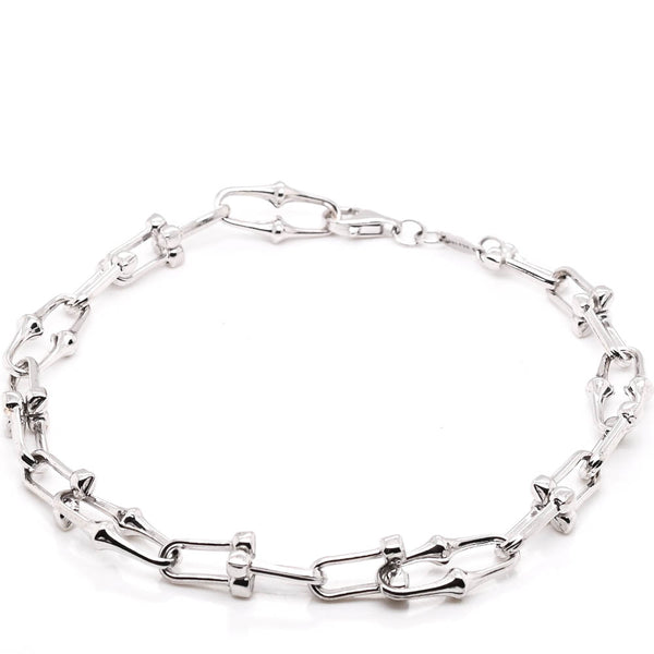 graziella 10KT White Gold 7.5" 3mm Link Chain Bracelet