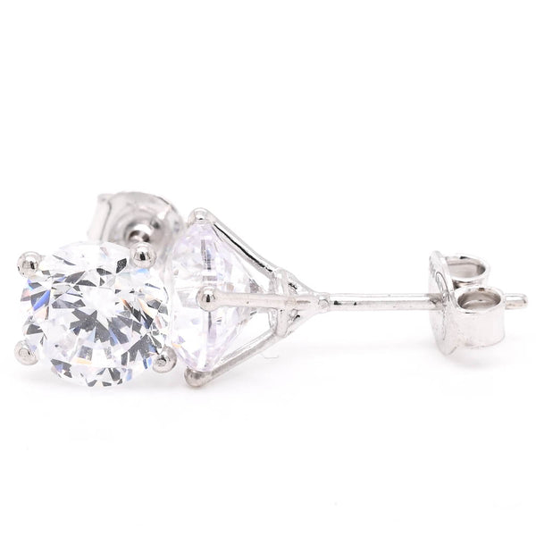 graziella 10KT White Gold 7mm Round Shape C.Z Stud Earrings