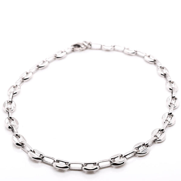 graziella 10KT White Gold 8" 4.9mm Puff Mariner Link Bracelet