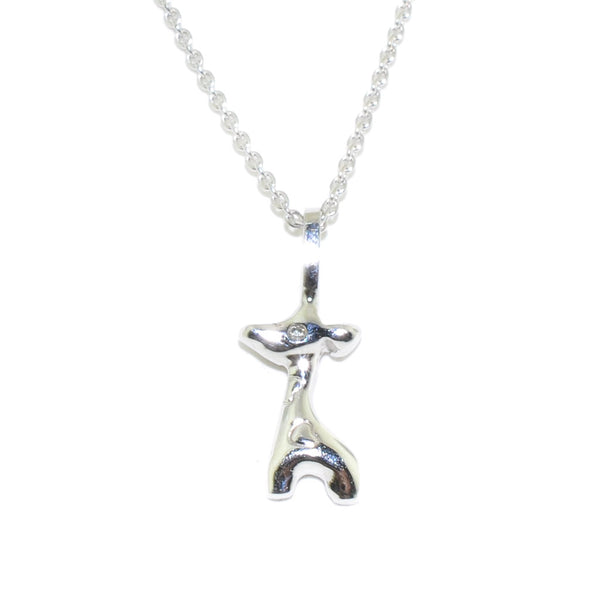 graziella 10KT White Gold and Diamond Giraffe Necklace