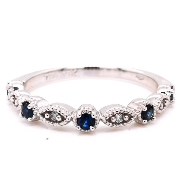 graziella 10KT White Gold Blue Sapphire & Diamond Ring