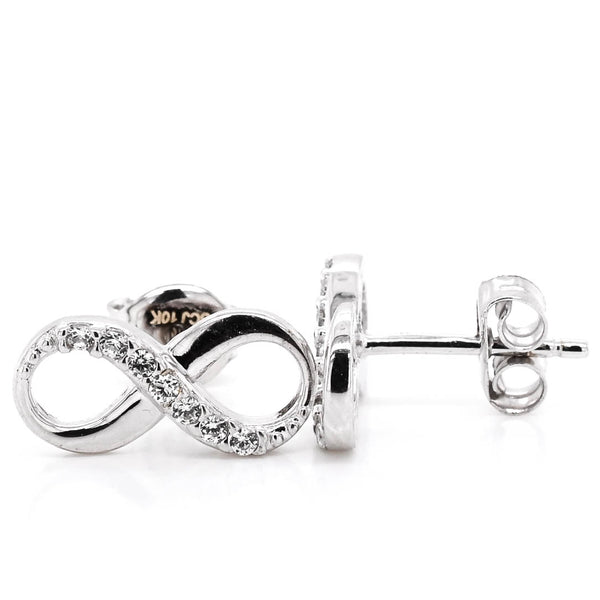 graziella 10KT White Gold C.Z Infinity Stud Earrings