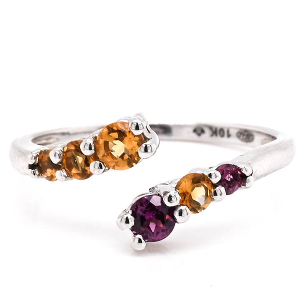 graziella 10KT White Gold Citrine & Pink Tourmaline Ring