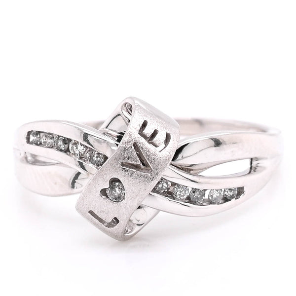 Graziella 10KT White Gold Diamond Diamond Love Ring