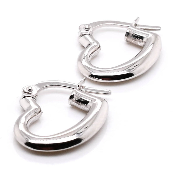 graziella 10KT White Gold Heart Small Hoop Earrings