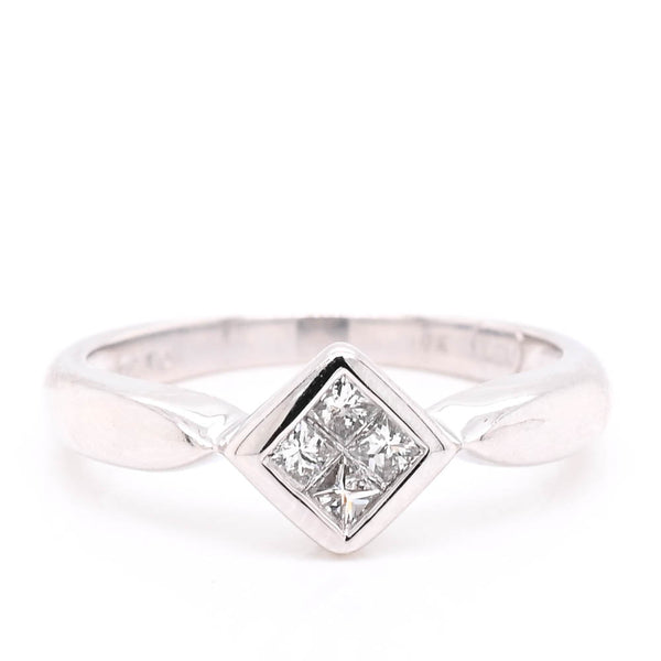 graziella 10KT White Gold Invisibley Set Diamond Ring