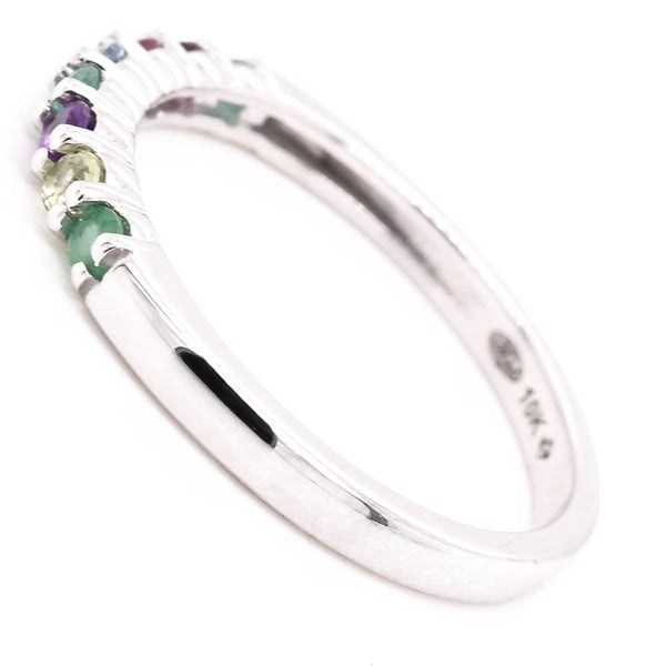 Graziella 10KT White Gold Multi Coloured Natural Gemstone Ring