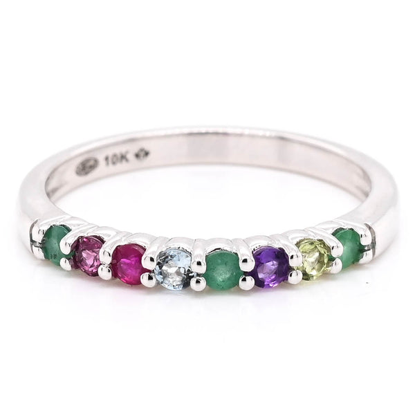 graziella 10KT White Gold Multi Coloured Natural Gemstone Ring