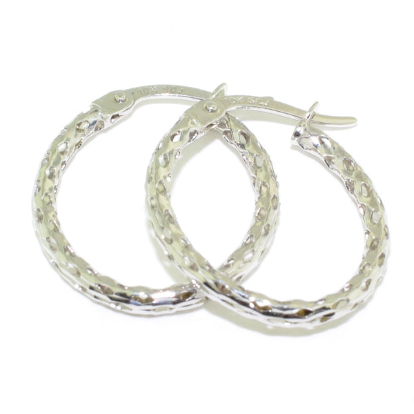 graziella 10KT White Gold Oval Medium Hoop Earrings