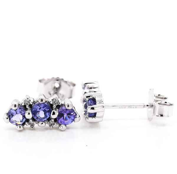 graziella 10KT White Gold Tanzanite & Diamond Stud Earrings