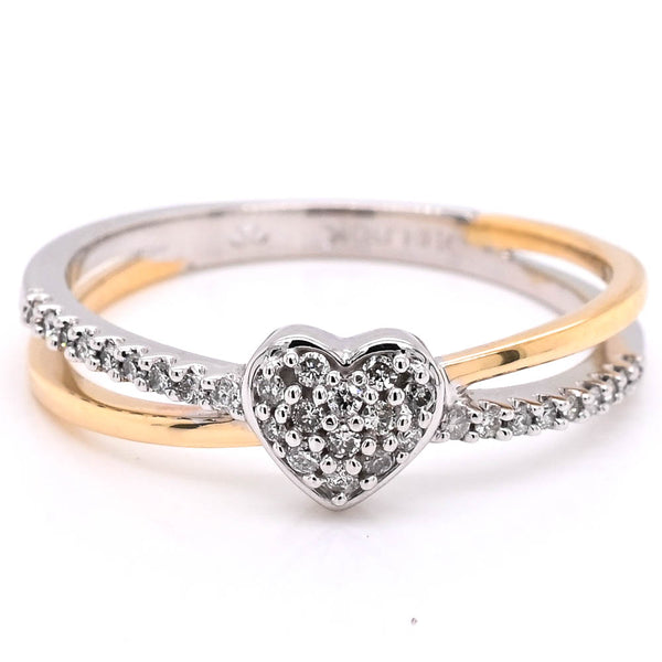 graziella 10KT White & Yellow Gold 0.14CTW Diamond Heart Ring