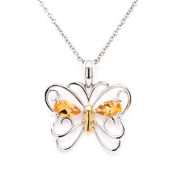 graziella 10KT White & Yellow Gold 20" Citrine Butterfly Necklace