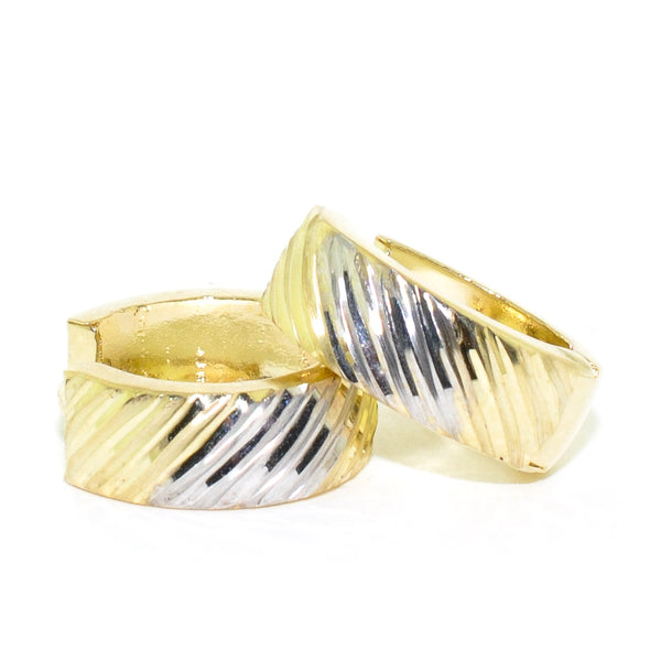 graziella 10KT Yellow and White Gold 14MM Huggie Earrings