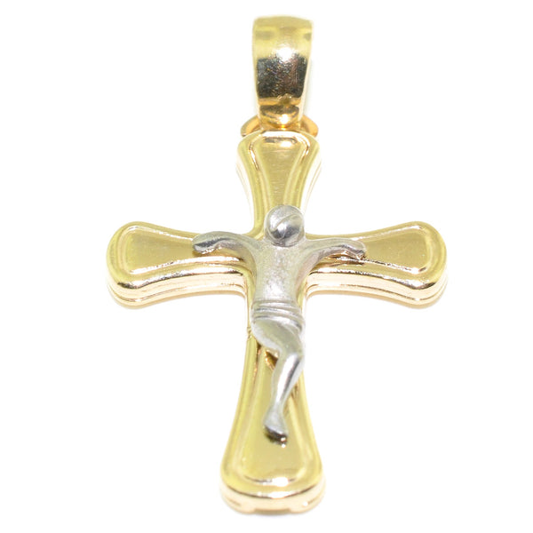 graziella 10KT Yellow and White Gold 34x20MM Cross Pendant