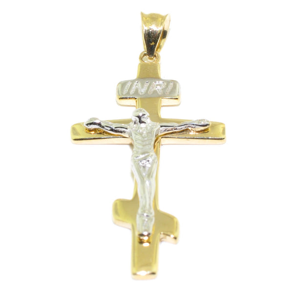 graziella 10KT Yellow and White Gold 36x18MM Crucifix
