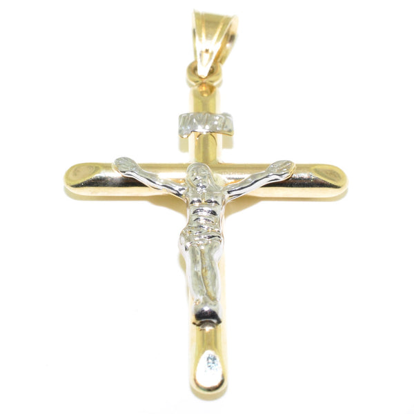 graziella 10KT Yellow and White Gold 44x26MM Crucifix Pendant
