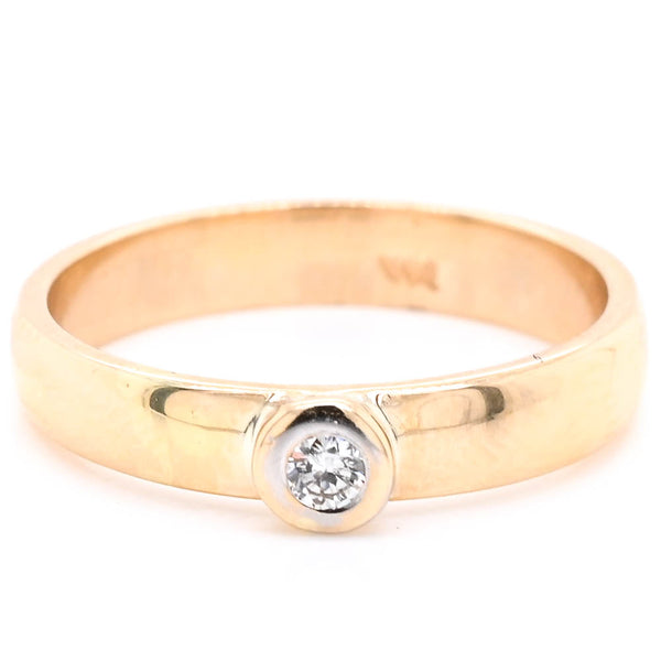 graziella 10KT Yellow Gold 0.03CT Bezel Set Diamond Wedding Band