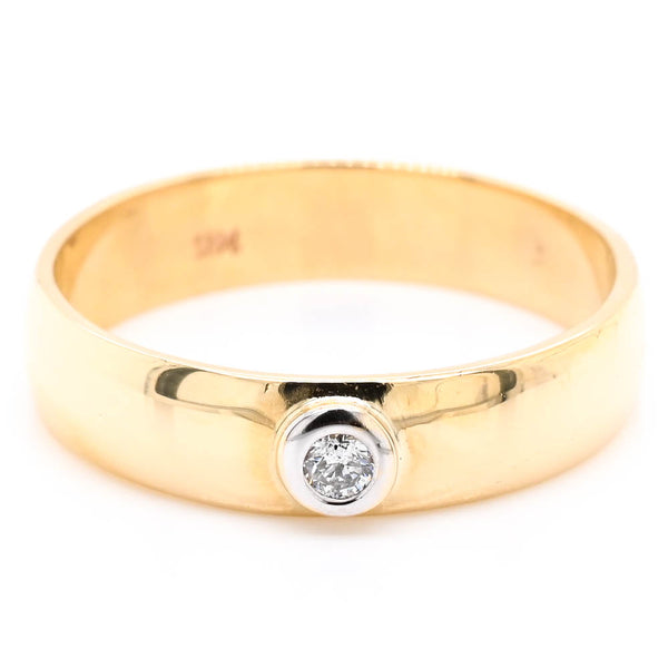 graziella 10KT Yellow Gold 0.03CT Bezel Set Diamond Wedding Band