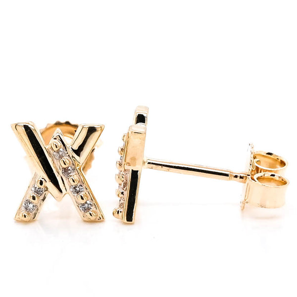 Graziella 10KT Yellow Gold 0.04 CTW Stud Style Post Backing Diamond Earrings