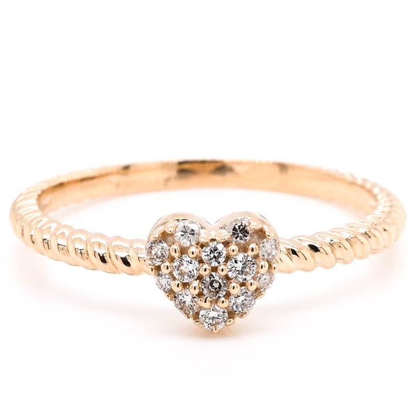 graziella 10KT Yellow Gold 0.10CTW Diamond Heart Ring