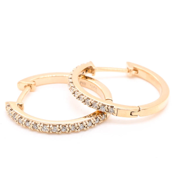 graziella 10KT Yellow Gold 0.18CTW I1 H-I Colour Diamond Hoop Earrings