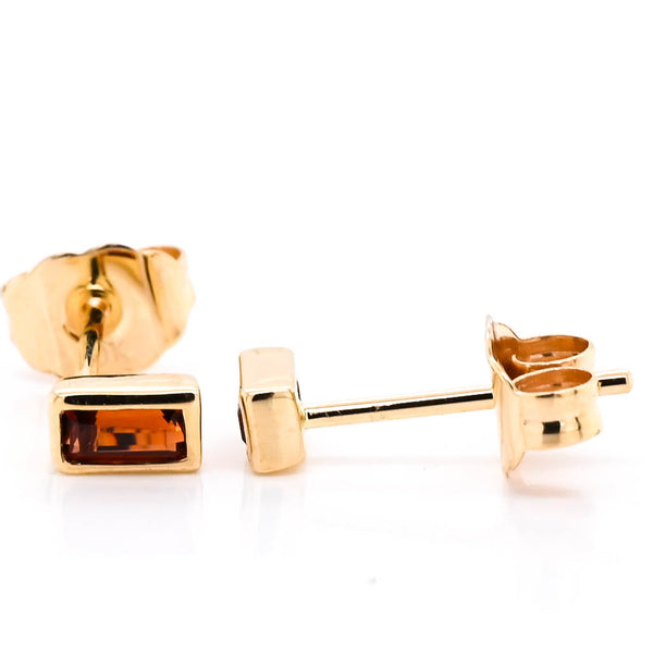 graziella 10KT Yellow Gold 0.20CT Baguette Garnet Bezel Set Stud Earrings