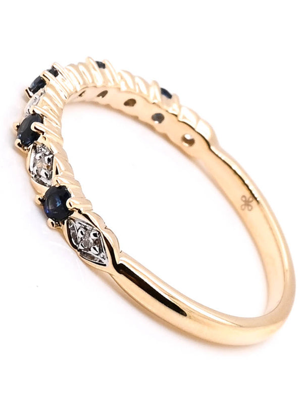 Graziella 10KT Yellow Gold 0.20CTW Blue Sapphire & Diamond Ring