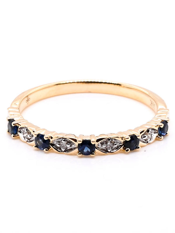 graziella 10KT Yellow Gold 0.20CTW Blue Sapphire & Diamond Ring