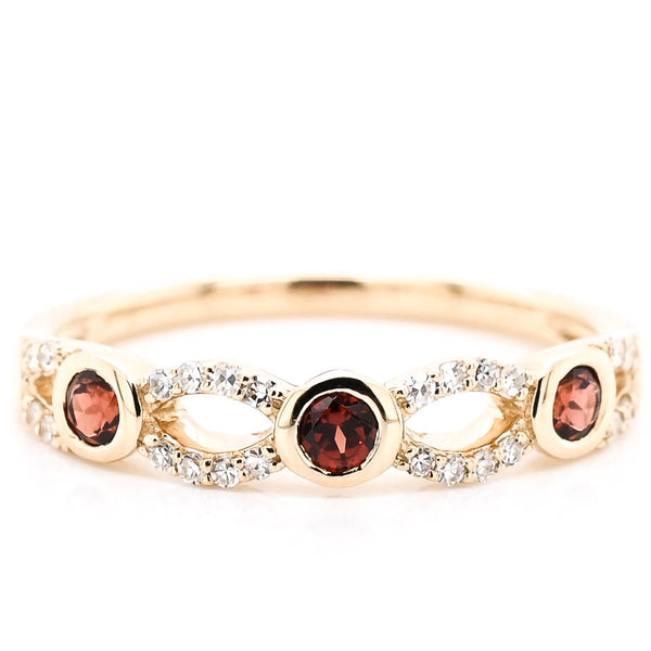 graziella 10KT Yellow Gold 0.25CTW Garnet & Diamond Ring