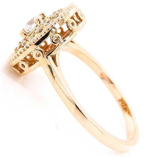 Graziella 10KT Yellow Gold 0.32CTW I1 H- I Colour Diamond Vintage Inspired Ring