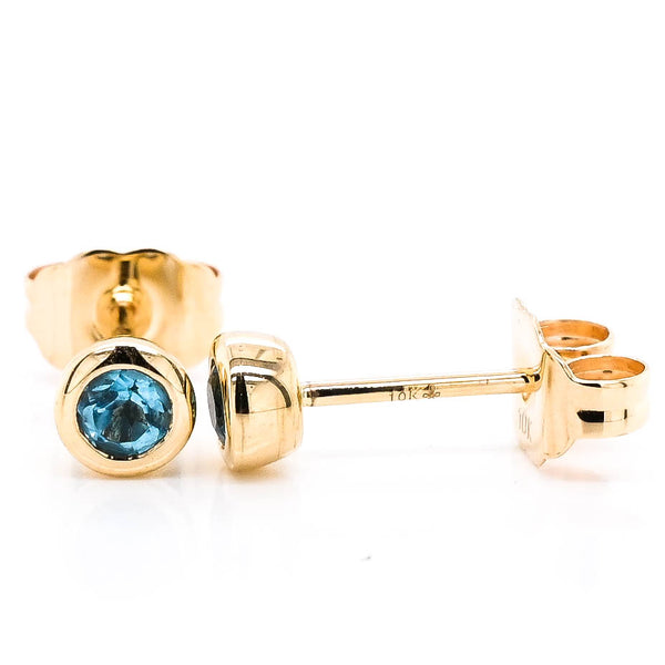 graziella 10KT Yellow Gold 0.50CT Aquamarine Bezel Set Stud Earrings